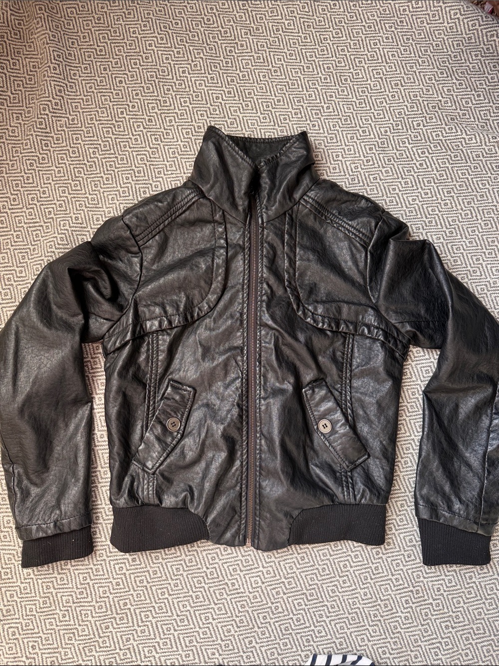 Miss Post Black Faux Leather Hooded Jacket - Picture 14 of 15